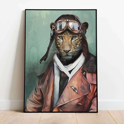 Lieutenant Leopard Animal Military Poster (42 x 59.4cm)