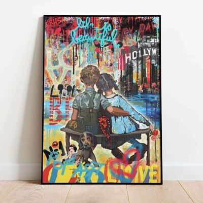 Life is Beautiful Holding Hands Pop Graffiti Poster (42 x 59.4cm)
