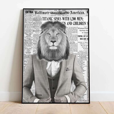 Lion Gentleman Old Newspaper Poster (42 x 59.4cm)