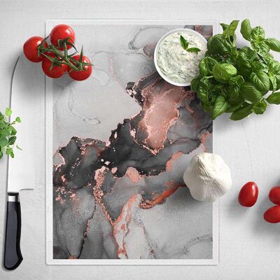 Liquid Copper Grey Right Side Abstract Chopping Board