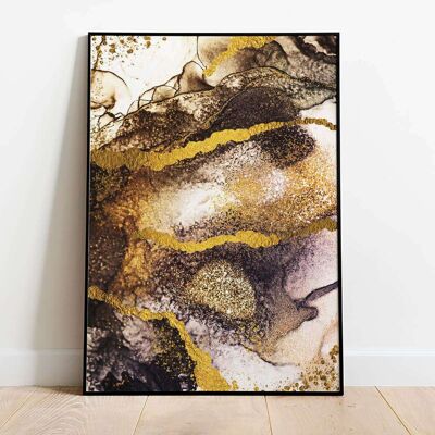 Liquid Gold Yellow Bronze 002 Abstract Poster (50 x 70 cm)