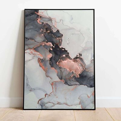 Liquid Grey and Copper 001 Abstract Poster (42 x 59.4cm)