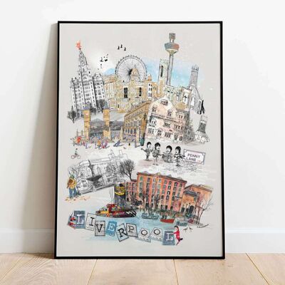 Liverpool Retro City Map Poster (42 x 59.4cm)