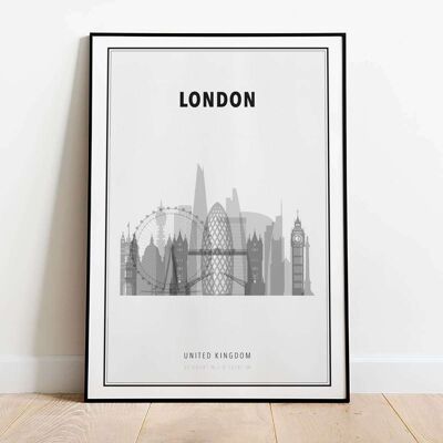 London in B&W Skyline City Map Poster (42 x 59.4cm)