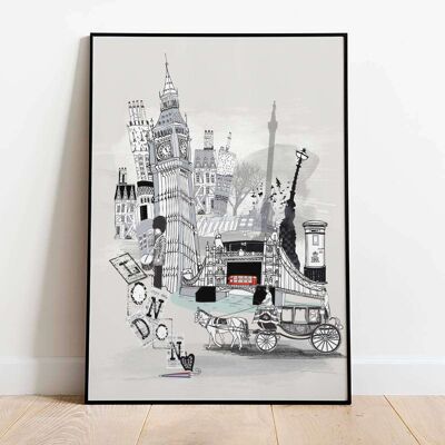 London Retro City Map Poster (42 x 59.4cm)