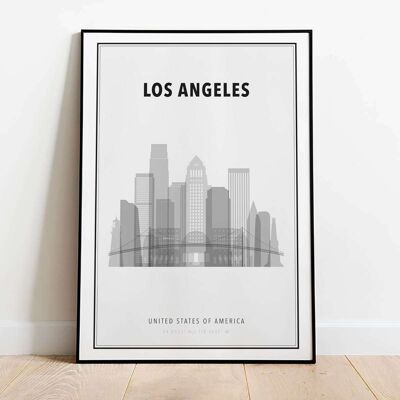Los Angeles in B&W Skyline City Map Poster (42 x 59.4cm)