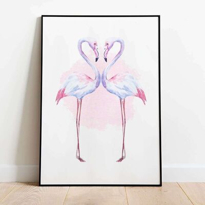 Love Birds Flamingo Animal Poster (50 x 70 cm)