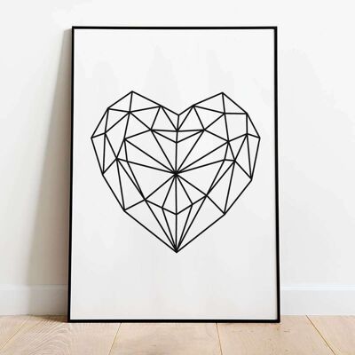 Love Heart Geometric Abstract Poster (50 x 70 cm)