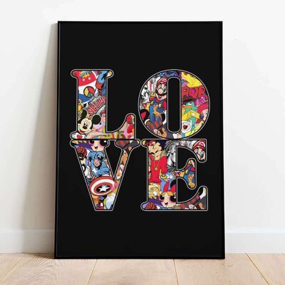 Love in Black Pop Graffiti Typography Poster (50 x 70 cm)