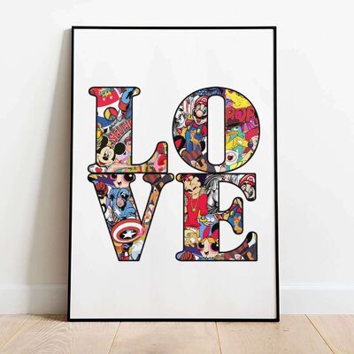 Love in White Pop Graffiti Typography Poster (50 x 70 cm)