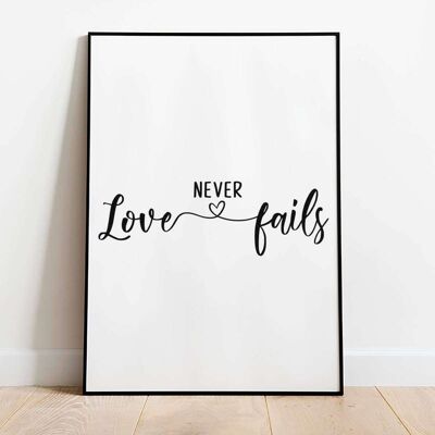 Love never fails Typography Poster (42 x 59.4cm)