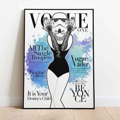 Magazine Cover Beyonce Blue Watercolour Fashion Poster (50 x 70 cm)
