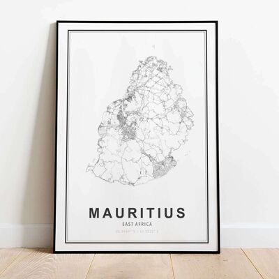 Mauritius Map City Poster (42 x 59.4cm)