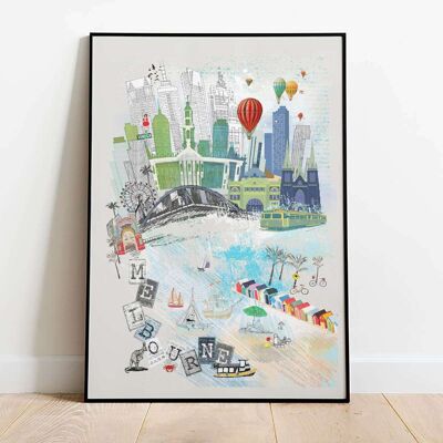 Melbourne Retro City Poster (50 x 70 cm)