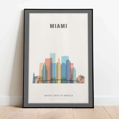 Miami Skyline City Map Poster (42 x 59.4cm)