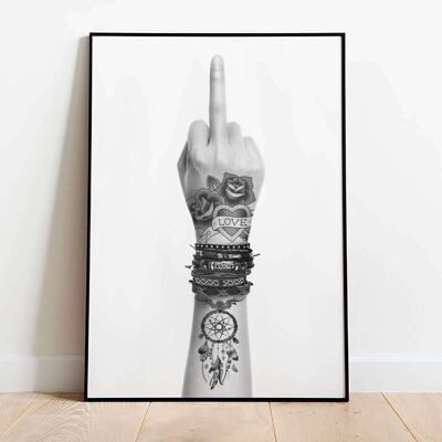 Middle Finger Tattooed Portrait Poster (42 x 59.4cm)