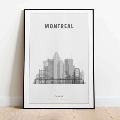 Montreal in B&W Skyline City Map Poster (50 x 70 cm)