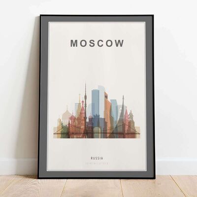 Moscow Skyline City Map Poster (50 x 70 cm)