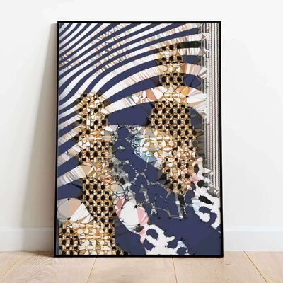 Navy and Gold Zebra Abstract 002 Poster (42 x 59.4cm)