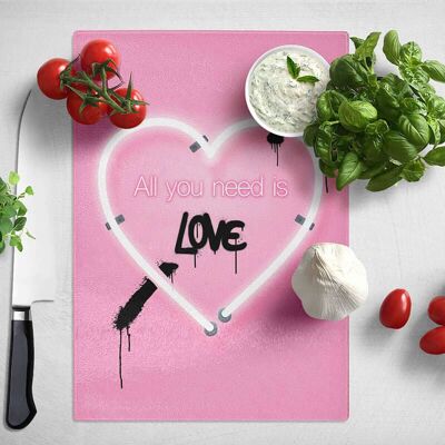 Neon All You Need is Love Chopping Board
