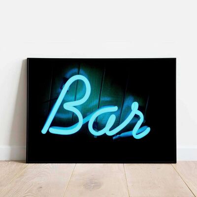 Neon Bar Blue Sign Poster (42 x 59.4cm)