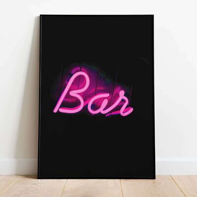 Neon Bar Pink Sign Poster (42 x 59.4cm)