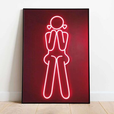 Neon Female Toilet Sign Poster (42 x 59.4cm)