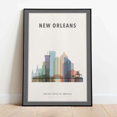 New Orleans Skyline City Map Poster (42 x 59.4cm)