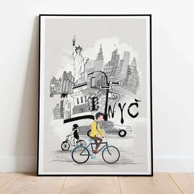 New York Retro City Poster (50 x 70 cm)