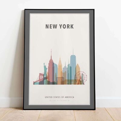 New York Skyline City Map Poster (42 x 59.4cm)