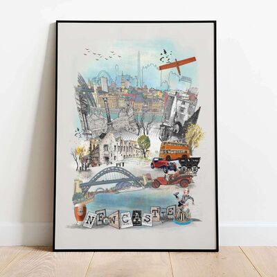 Newcastle Retro City Map Poster (42 x 59.4cm)