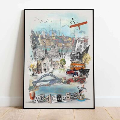 Newcastle Retro City Poster (50 x 70 cm)