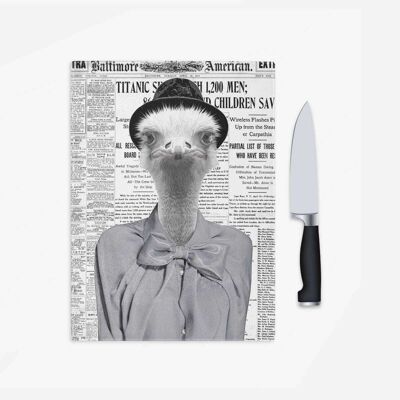 Ostrich Lady Newspaper Chopping Board