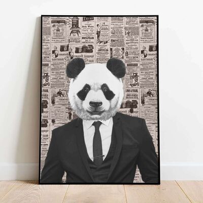 Panda Guy Old Newspaper Animal Poster (50 x 70 cm)