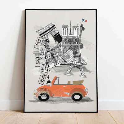 Paris Retro City Map Poster (42 x 59.4cm)