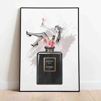 Perfume Bottle Cocktail Girl Poster (50 x 70 cm)