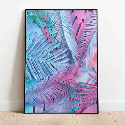 Pink and Blue Palm Tropical Poster (50 x 70 cm)