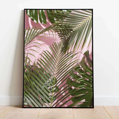 Pink Green Palms Tropical Poster (50 x 70 cm)