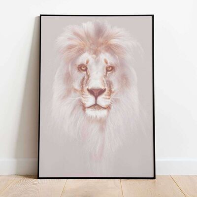 Pink Mink Lion Head Animal Poster (42 x 59.4cm)
