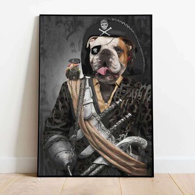 Pirate Bulldog Animal Poster (50 x 70 cm)