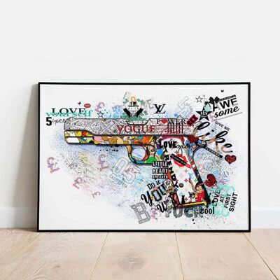 Pop Graffiti Gun white Poster (42 x 59.4cm)