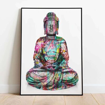 Praying Buddha Sculpture Pop Spiritual Poster (50 x 70 cm)