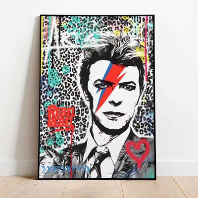 Rebel Bowie Leopard Pop Graffiti Poster (50 x 70 cm)