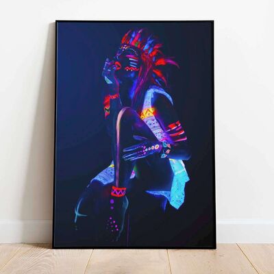 Red Indian with Neon Poster (50 x 70 cm)