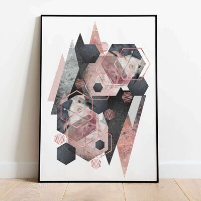 Reflection Mountains Copper Marble Abstract Poster (42 x 59.4cm)