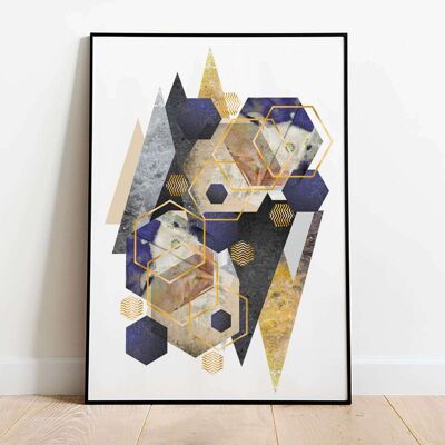 Reflection Mountains Gold Marble Abstract Poster (42 x 59.4cm)