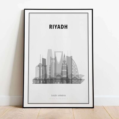 Riyadh in B&W Skyline City Map Poster (42 x 59.4cm)