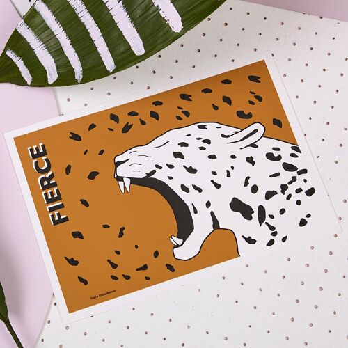 Fierce jaguar print; brown