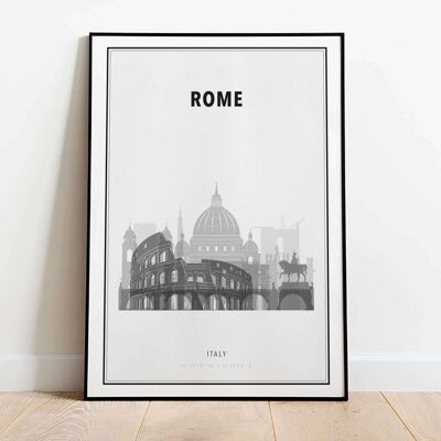 Rome in B&W Skyline City Map Poster (42 x 59.4cm)