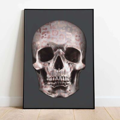 Rose Gold Leopard Skull Poster (61 x 91 cm)